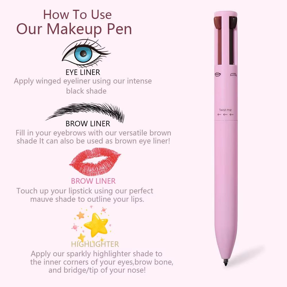 4 in 1 Makeup Pen Eyebrow Pencil Waterproof Drawing Eye Brow Long Lasting Easy Color Eyeliner Eyebrow Pen Sweatproof Makeup Pen